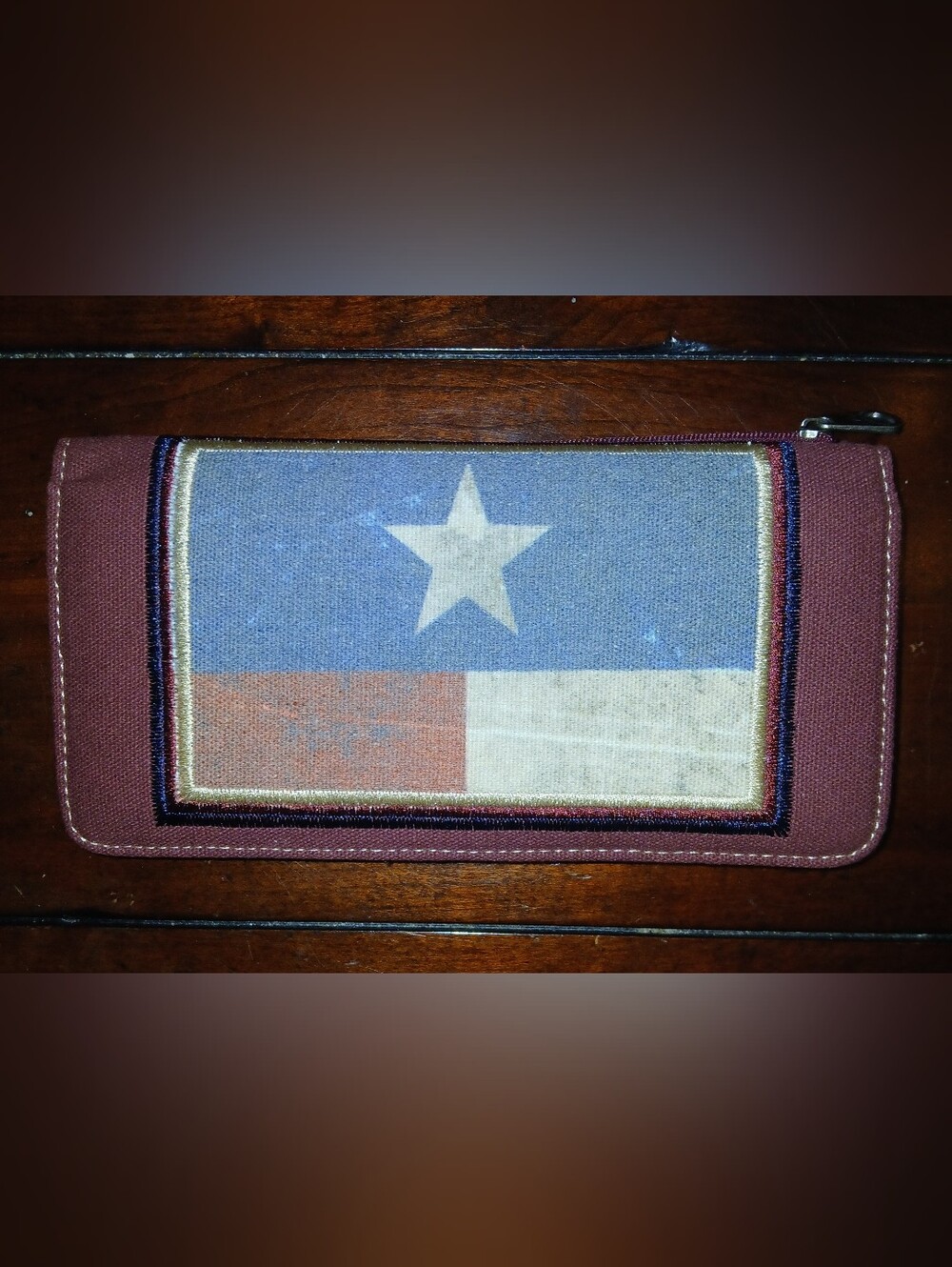 Montana West Patriotic Texas Flag Embroidered Zippered Bifold Canvas Wallet